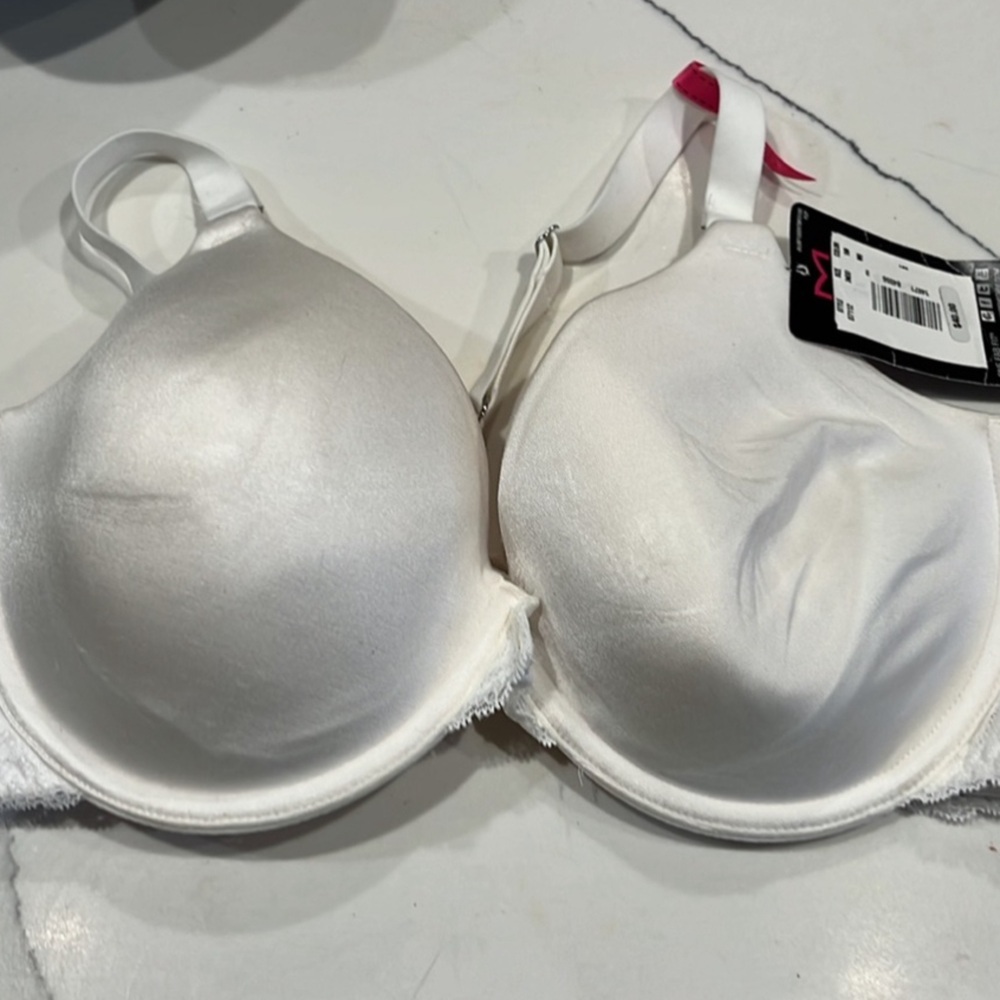 34DD NWT Maidenform Extra Coverage Lace T Back Bra Front Clasp.